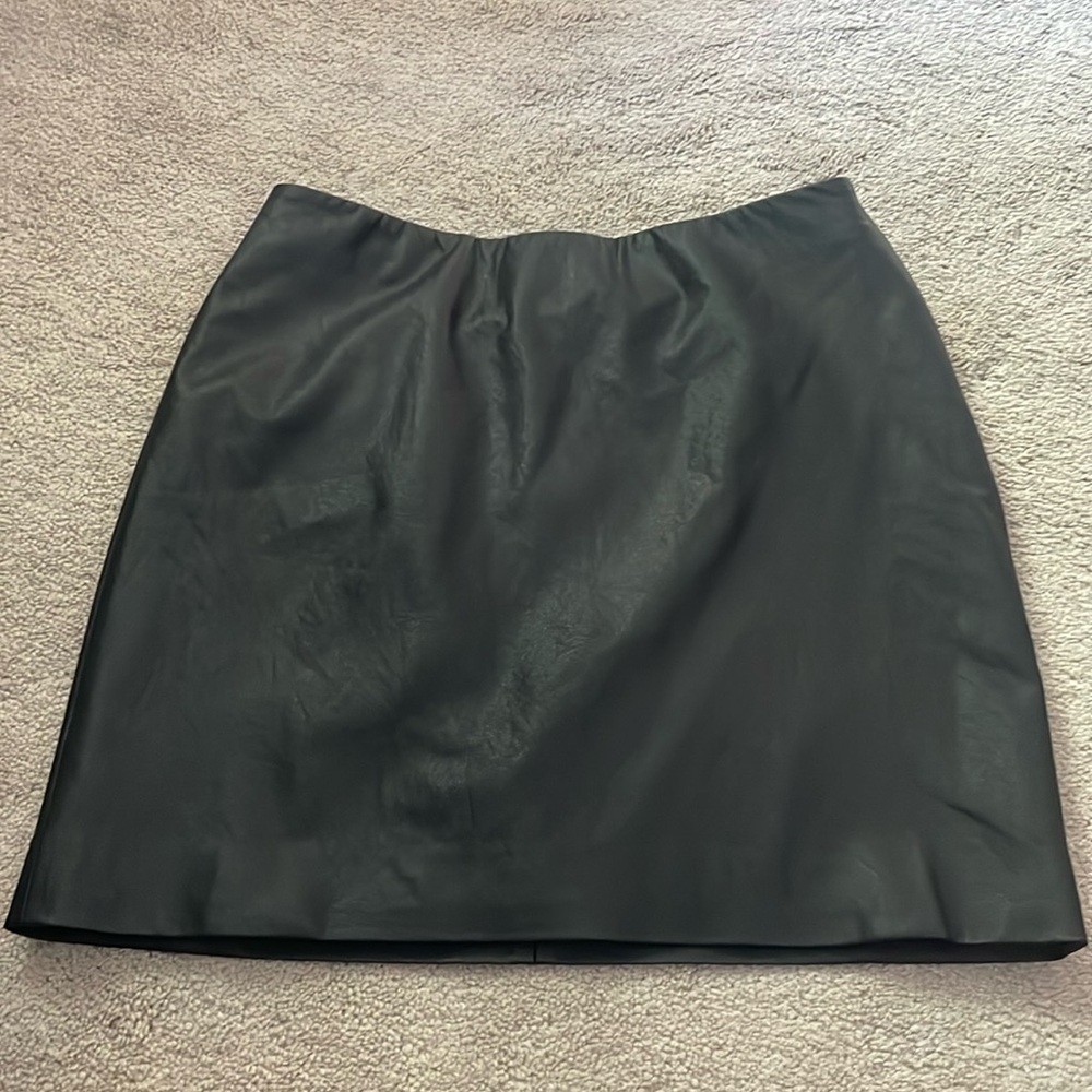 Something Navy Black Faux Leather Mini Skirt